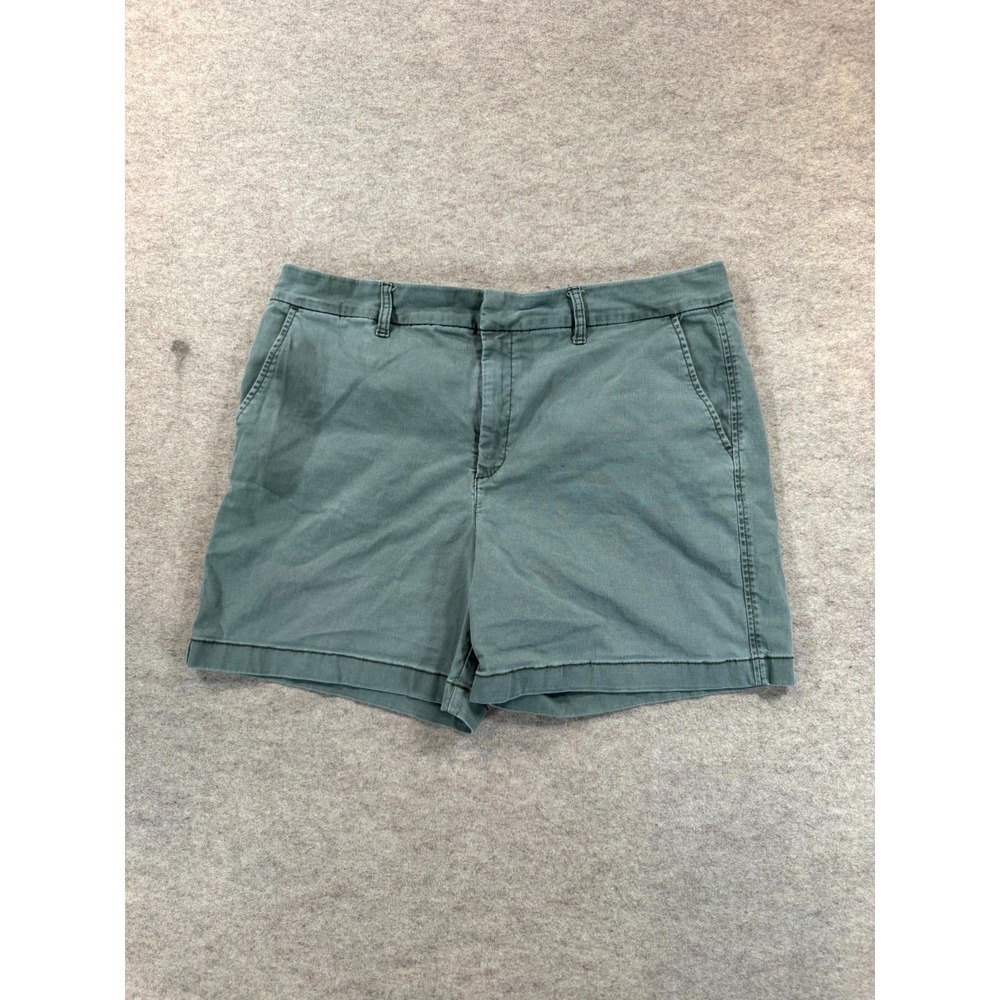 Anne Klein Chino Shorts Womens 16 Green High Rise Walking Casual Wear Flat Front